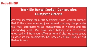 Trash Bin Rental Sooke | Construction Dumpster Victoria