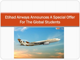 Etihad Airways Announces A Special Offer For The Global Students