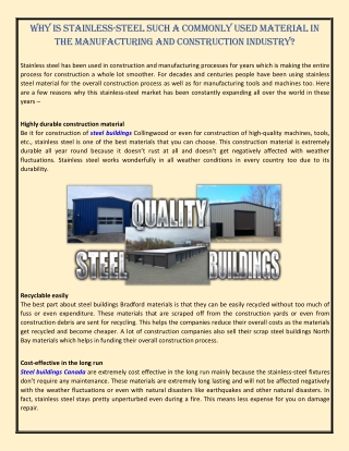 Why Is Stainless-Steel Such A Commonly Used Material in the Manufacturing and Construction Industry?