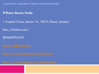 Magnificent Ladies Beauty Parlour in Udaipur KDoters