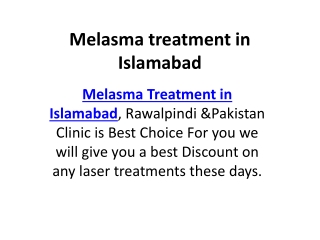 Melasma Treatment in Islamabad