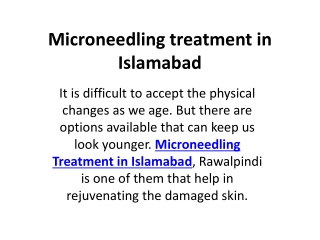 Microneedling treatment in Islamabad