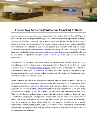 Primus: Your Partner in Construction from Start to Finish
