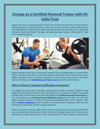 Emerge as a Certified Personal Trainer with Fit India Trust