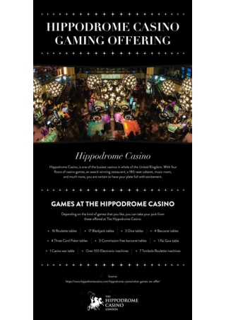 Casino Gaming Offering - Hippodrome Casino