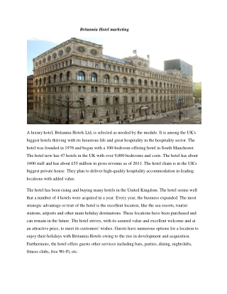 Britannia Hotel marketing