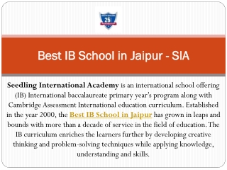 Best IB School in Jaipur - SIA