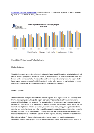 Global Digital Picture Frame Market- Industry Analysis and Forecast (2020-2027)