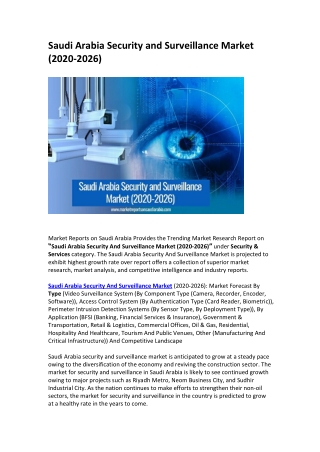 Saudi Arabia Security and Surveillance Market (2020-2026)