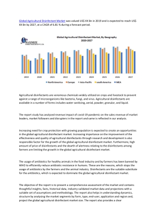 Global Agricultural Disinfectant Market – Industry Analysis and Forecast (2020-2027)