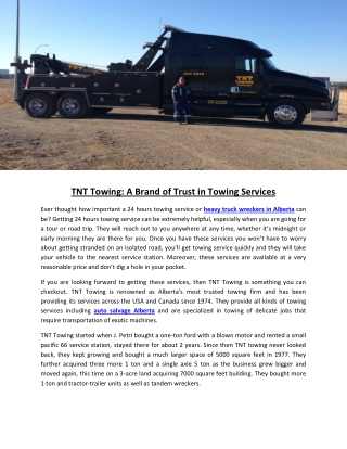 TNT Towing: A Brand of Trust in Towing Services