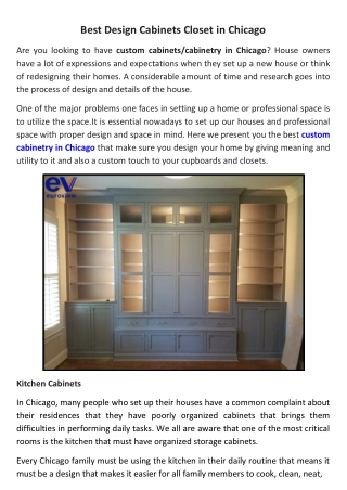 Design Cabinets & Closets in Chicago