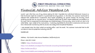 Financial Advisor Pasadena CA