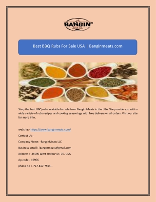 Best BBQ Rubs For Sale USA | Banginmeats.com