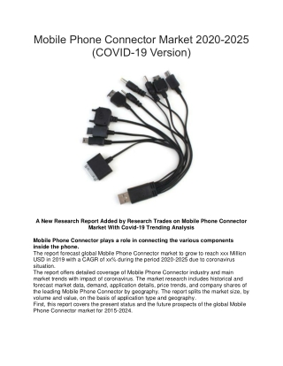 Mobile Phone Connector Market 2020-2025 (COVID-19 Version)