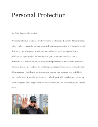 Personal Protection