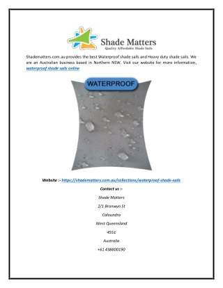 DIY Waterproof Shade Sails Online | Shadematters.com.au