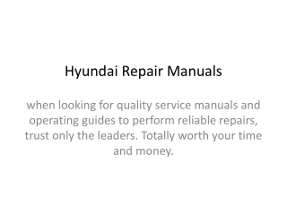 Hyundai Repair Manuals