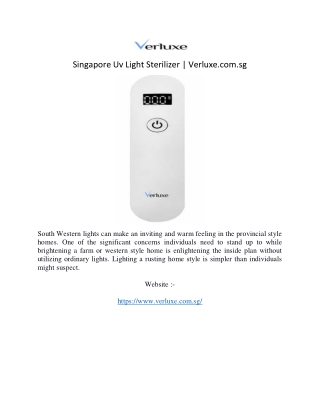 Singapore Uv Light Sterilizer | Verluxe.com.sg