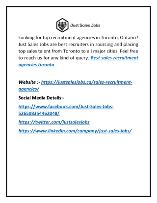 Best Sales Recruitment Agencies in Toronto, Ontario