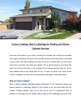 Contour Coatings: Best in Lethbridge for Painting and Kitchen Cabinets Services