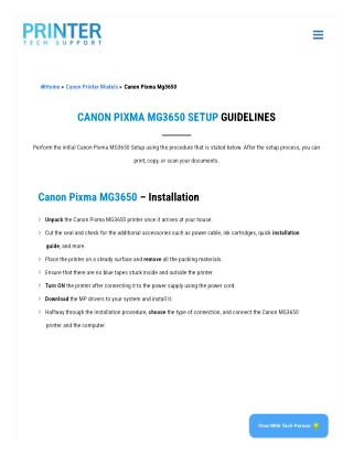 Guide on Canon Pixma Mg3650 Setup