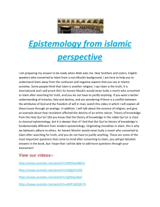 Epistemology from islamic perspective