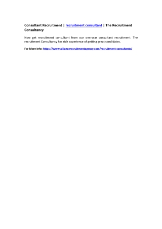 Consultant Recruitment | recruitment consultant | The Recruitment Consultancy
