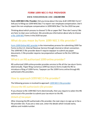 E File 1099 NEC 2020 | 1099 NEC | IRS Form 1099 NEC