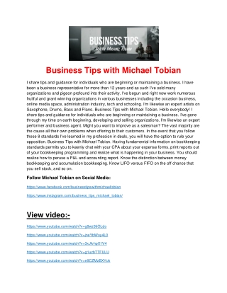 Business Tips with Michael Tobian