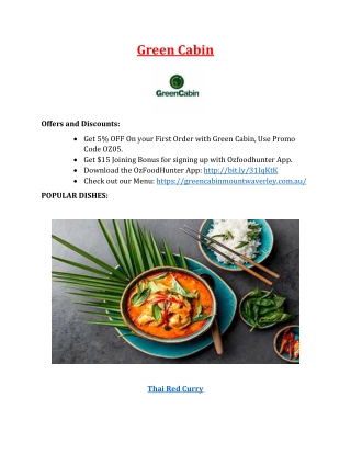 5% off - Green Cabin Thai takeaway Mount Waverley, VIC