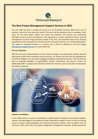 The Best Project Management Support Services in 2021