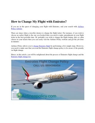 How to Change My Flight with Emirates