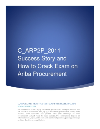 C_ARP2P_2011 Success Story and How to Crack Exam on Ariba Procurement