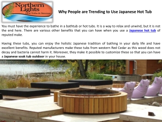 Why People are Trending to Use Japanese Hot Tub