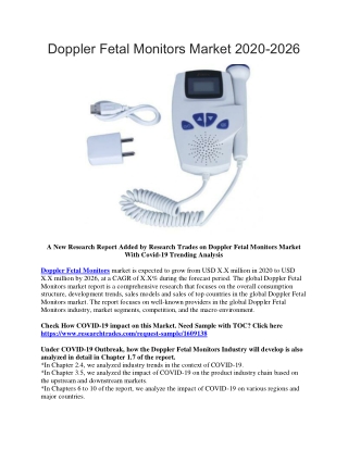 Doppler Fetal Monitors Market 2020-2026