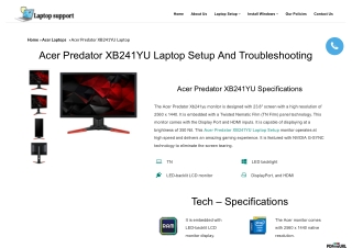 Acer Predator XB241YU Laptop Setup