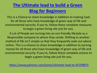 The Ultimate lead to build a Green Blog for Beginners