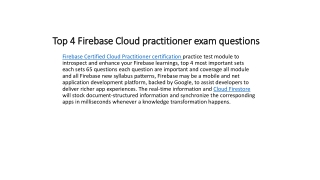 Top 4 Firebase Cloud practitioner exam questions
