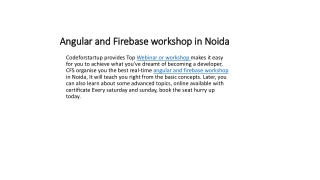 Angular and Firebase workshop in Noida