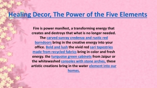 Healing Decor, The Power of the Five Elements