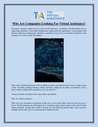 Why Are Companies Looking For Virtual Assistance?