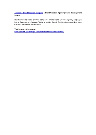Awesome Brand Creation Company | Brand Creation Agency | Brand Development Service