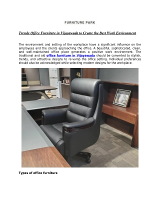 Trendy Office Furniture in Vijayawada to Create the Best Work Environment