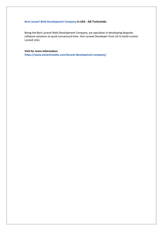 Best Laravel Web Development Company In USA - AIS Technolabs