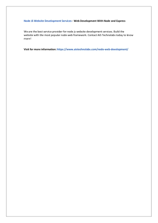 Node JS Website Development Services - Web Development With Node and Express