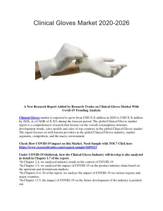 Clinical Gloves Market 2020-2026