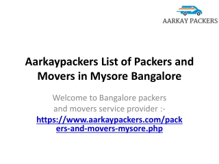 Aarkaypackers List of Packers and Movers in Mysore Bangalore