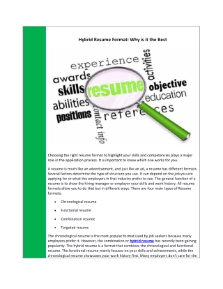 Hybrid Resume Format: Why is it the Best