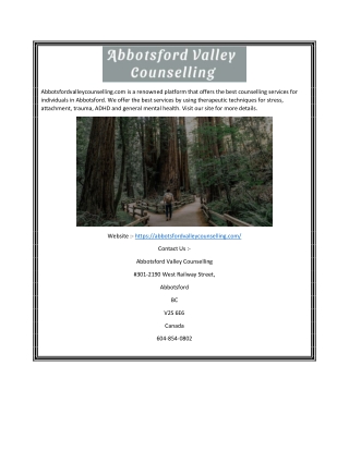 Abbotsford Valley Counselling Services for Individuals | Abbotsfordvalleycounselling.com